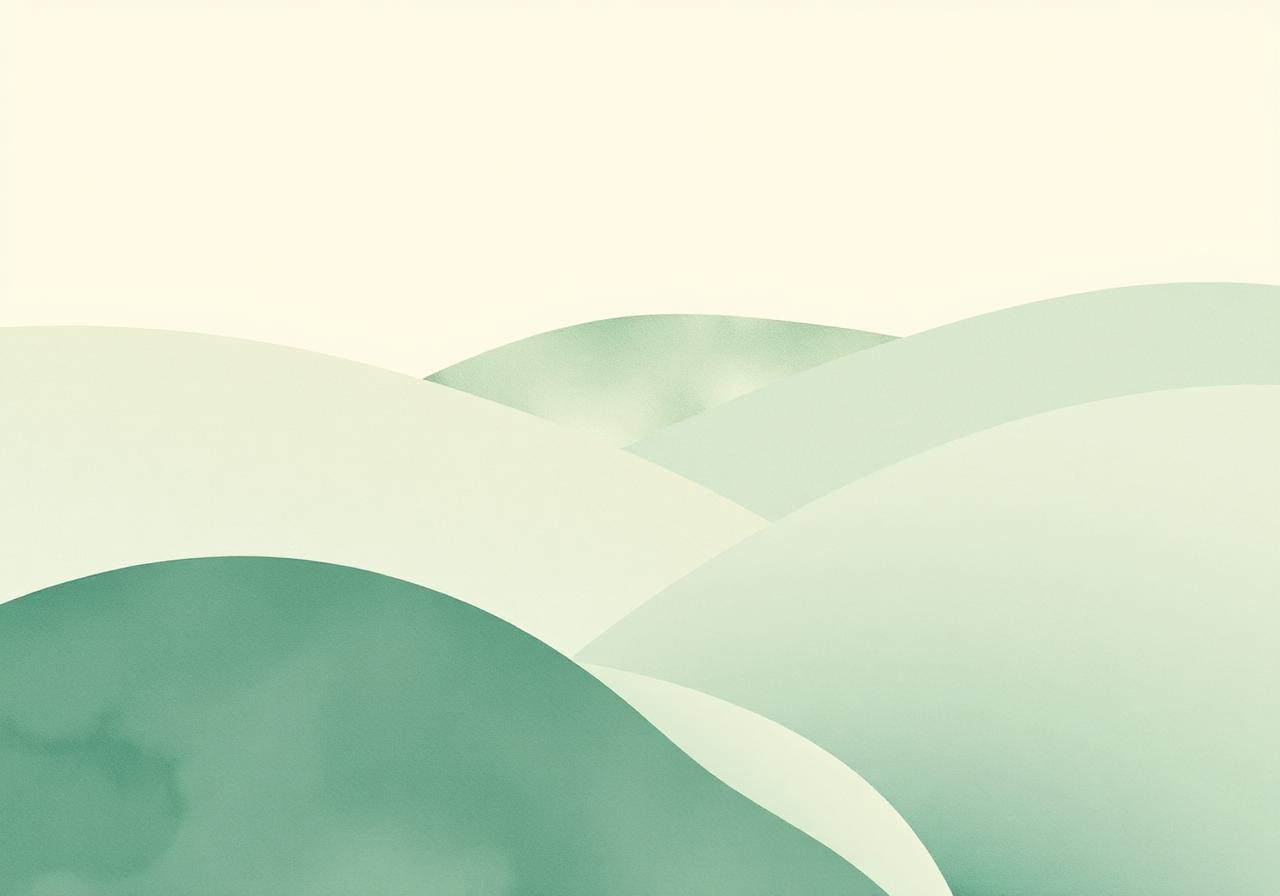 Soft sage hills representing flow and grounded growth
